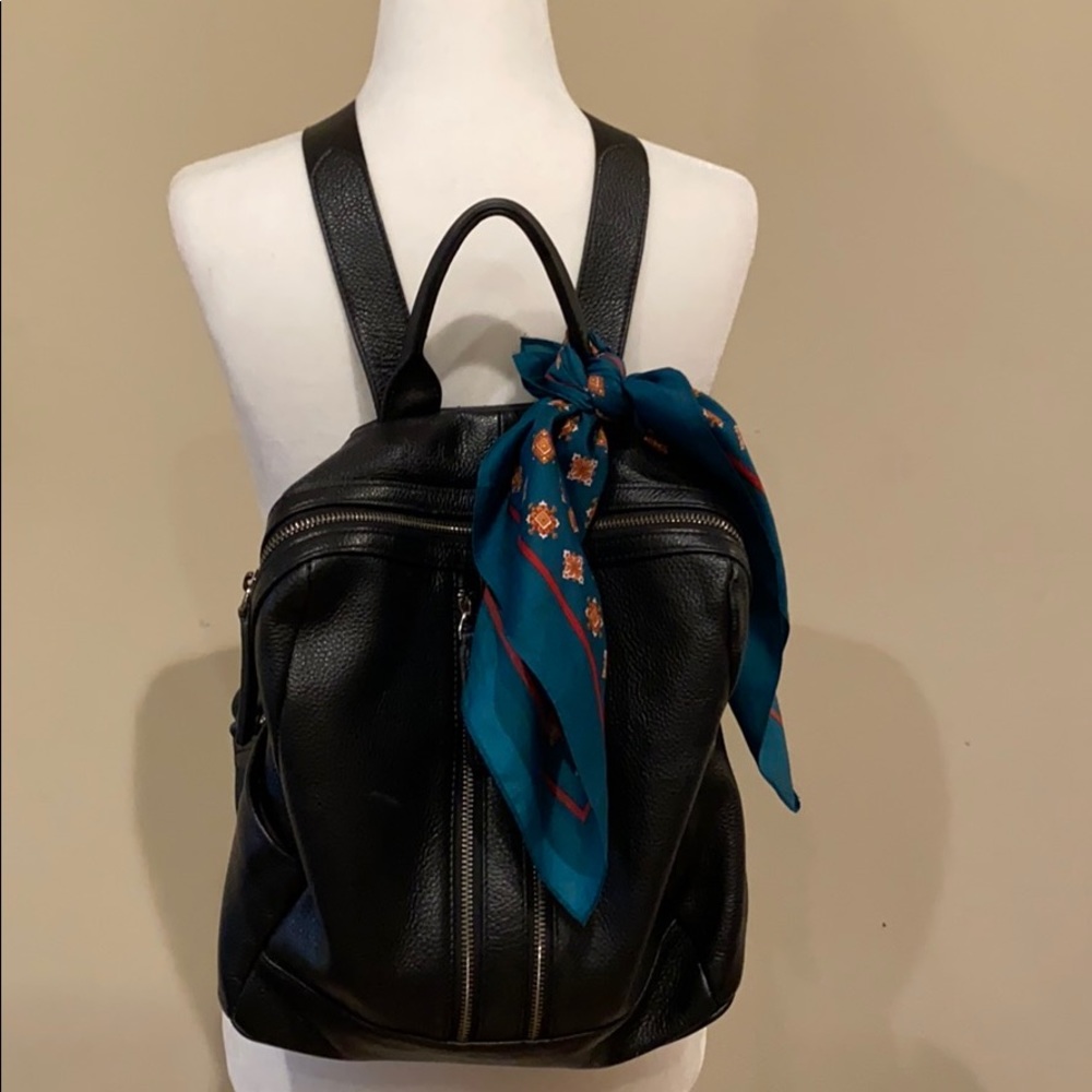 Genuine leather black backpack/ purse
